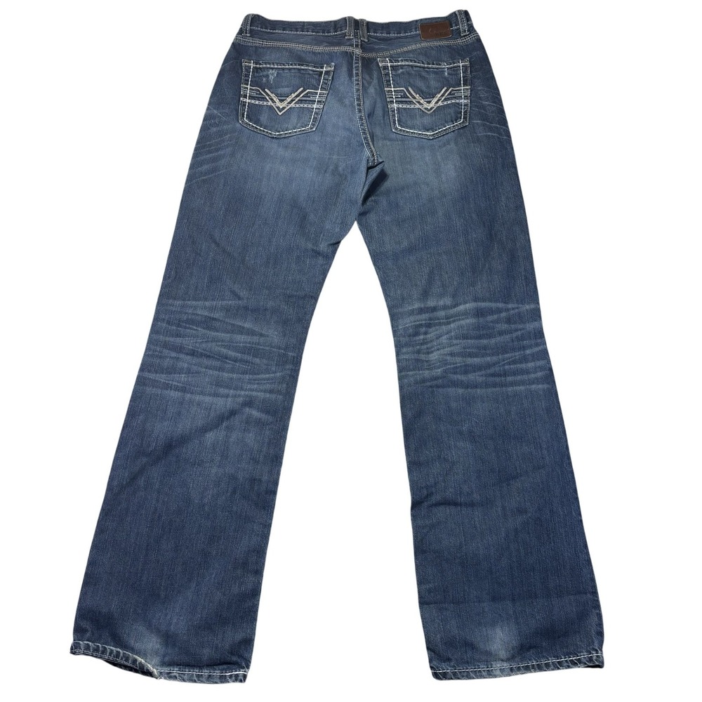 BKE Tyler Jeans Mens 36x34 Blue Medium Wash Relaxed Straight Denim Distressed